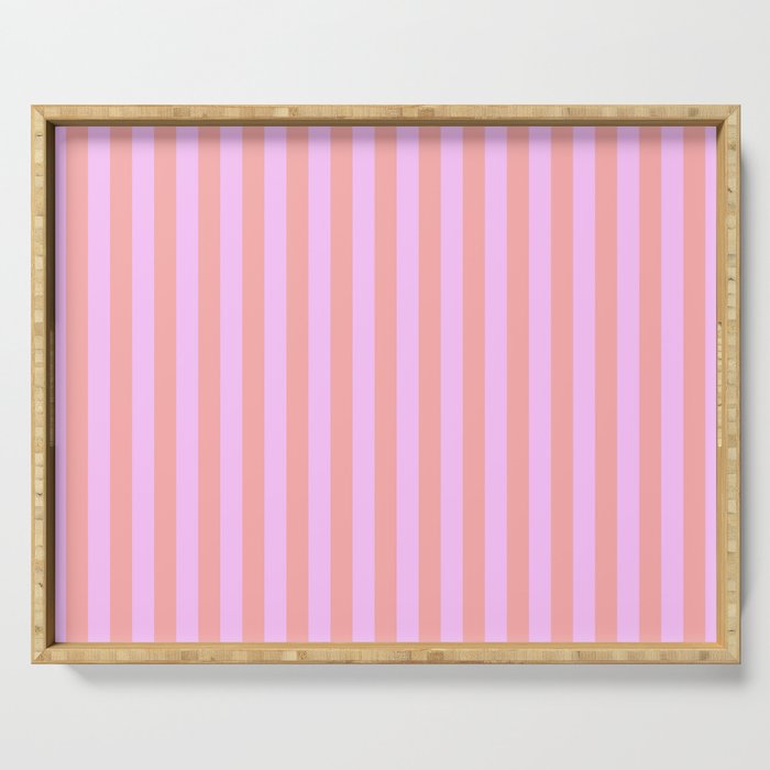 Sand Pink and Clematis Pink Summer Gazebo Stripes Serving Tray Gallery Image 1