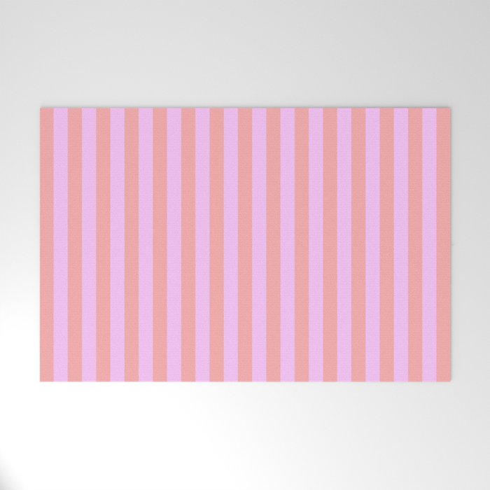 Sand Pink and Clematis Pink Summer Gazebo Stripes Welcome Mat Gallery Image 1
