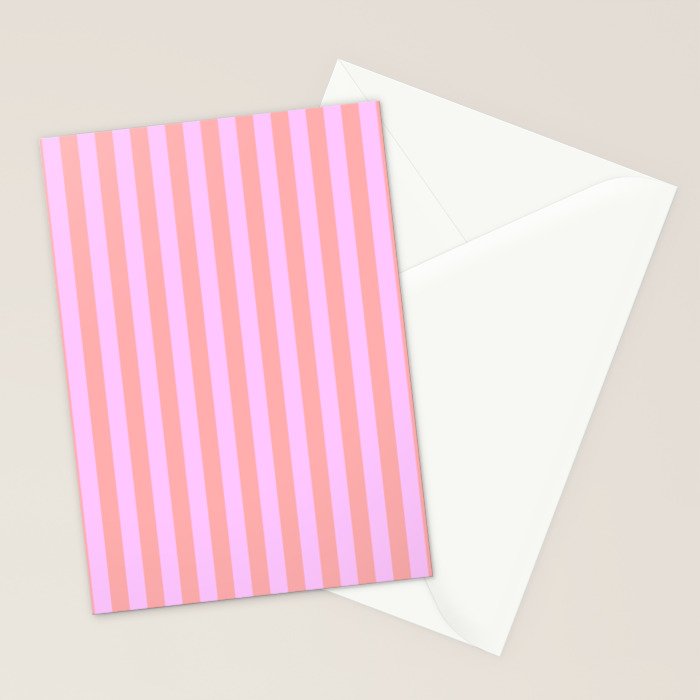Sand Pink and Clematis Pink Summer Gazebo Stripes Stationery Card Gallery Image 2