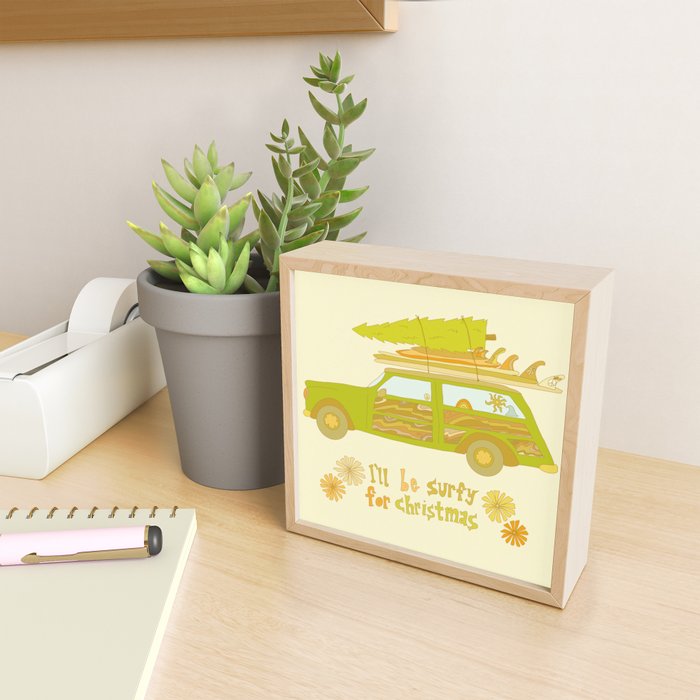 Surfy Christmas Wagon reto surf art by surfy birdy  Mini Art Print Gallery Image 2