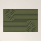 Minimal Line Curvature XVIII Dark Green Mid Century Modern Arch Abstract Welcome Mat Gallery Image 1