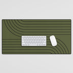 Minimal Line Curvature XVIII Dark Green Mid Century Modern Arch Abstract Desk Mat Gallery Image 1