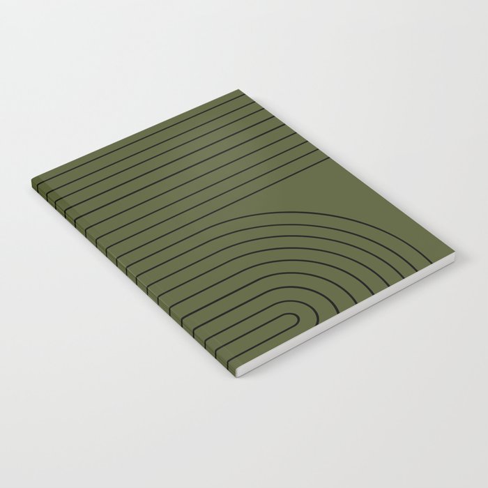 Minimal Line Curvature XVIII Dark Green Mid Century Modern Arch Abstract Notebook Gallery Image 1