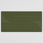 Minimal Line Curvature XVIII Dark Green Mid Century Modern Arch Abstract Desk Mat Gallery Image 3