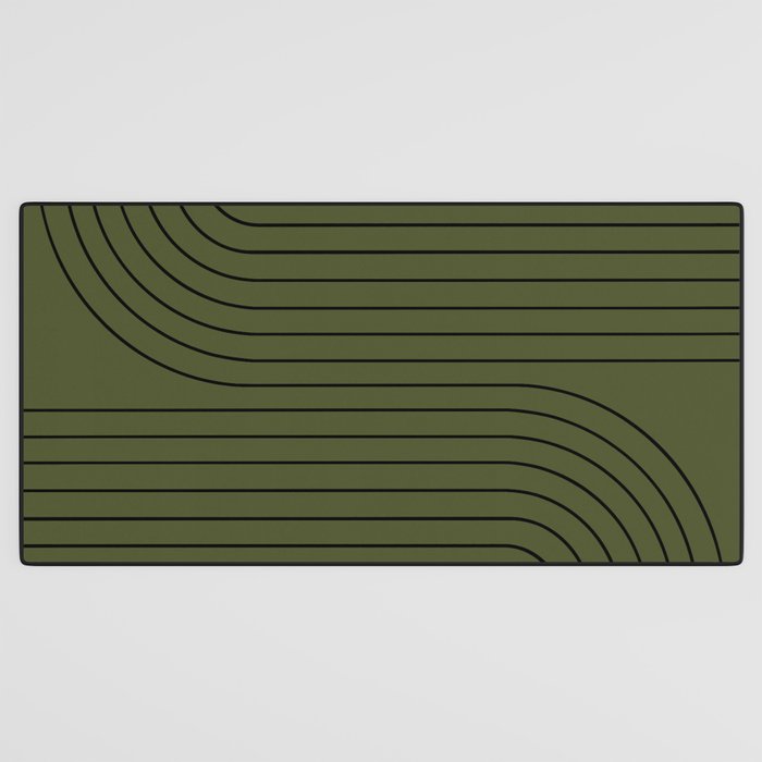Minimal Line Curvature XVIII Dark Green Mid Century Modern Arch Abstract Desk Mat Gallery Image 3