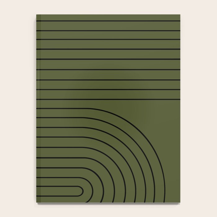 Minimal Line Curvature XVIII Dark Green Mid Century Modern Arch Abstract Notebook Gallery Image 4