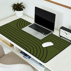 Minimal Line Curvature XVIII Dark Green Mid Century Modern Arch Abstract Desk Mat Gallery Image 2