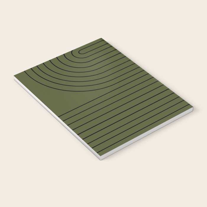 Minimal Line Curvature XVIII Dark Green Mid Century Modern Arch Abstract Notebook Gallery Image 3