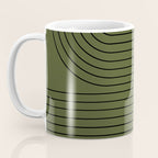 Minimal Line Curvature XVIII Dark Green Mid Century Modern Arch Abstract Coffee Mug Gallery Image 3