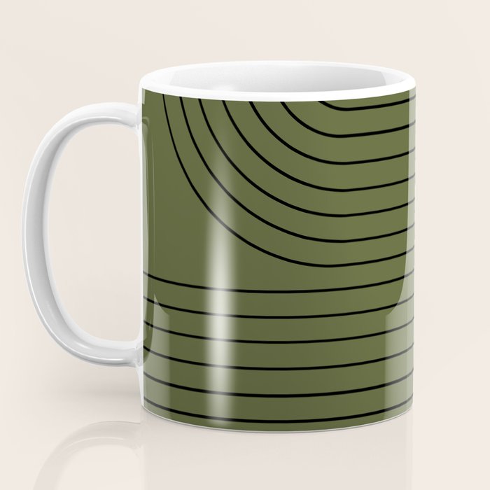 Minimal Line Curvature XVIII Dark Green Mid Century Modern Arch Abstract Coffee Mug Gallery Image 3