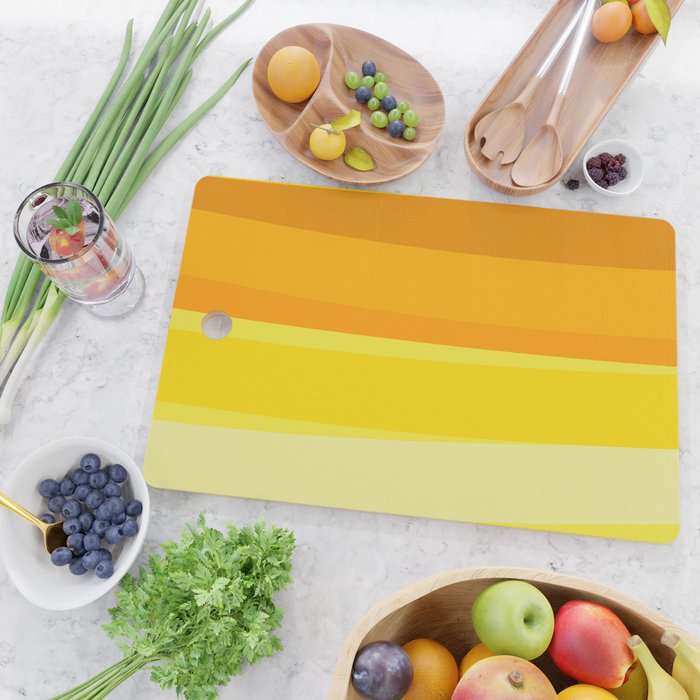 Ombre Yellow Organic Stripes Cutting Board Gallery Image 2