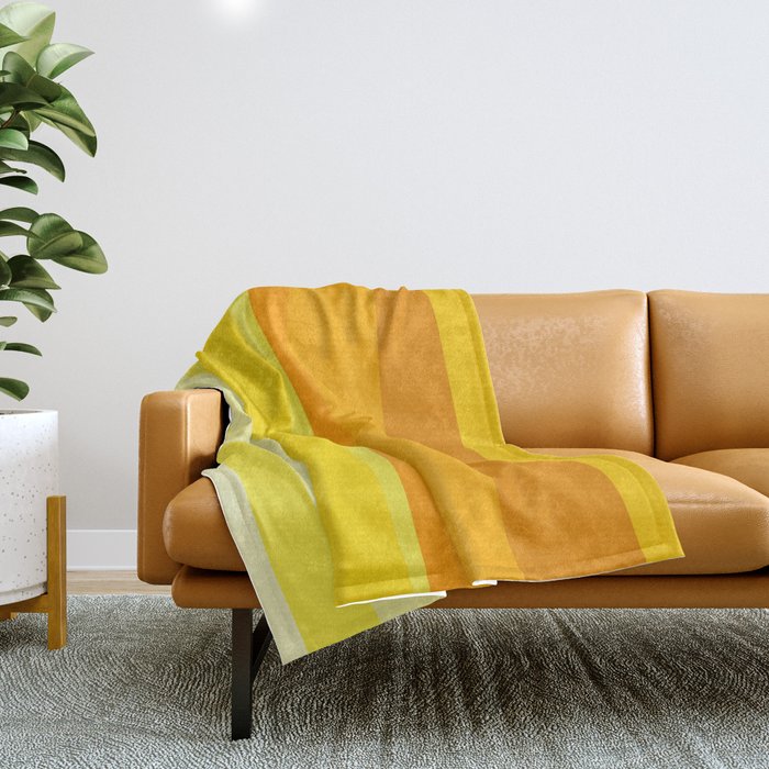 Ombre Yellow Organic Stripes Throw Blanket Gallery Image 1