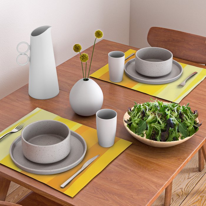 Ombre Yellow Organic Stripes Placemat Gallery Image 2