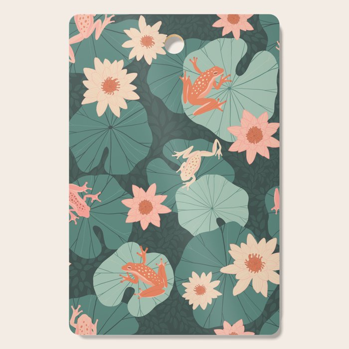 Pastel frogs and waterlilies - Magical Forest Cutting Board Gallery Image 1