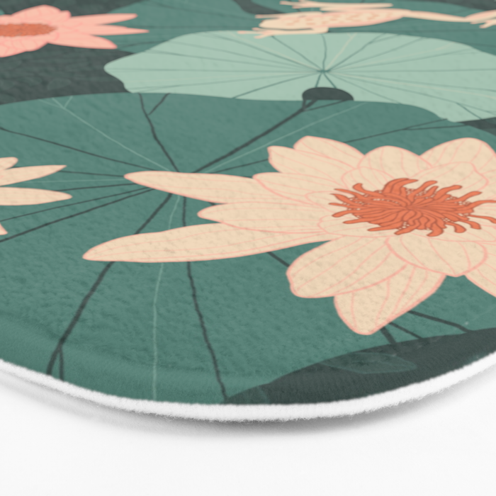 Pastel frogs and waterlilies - Magical Forest Bath Mat Gallery Image 3