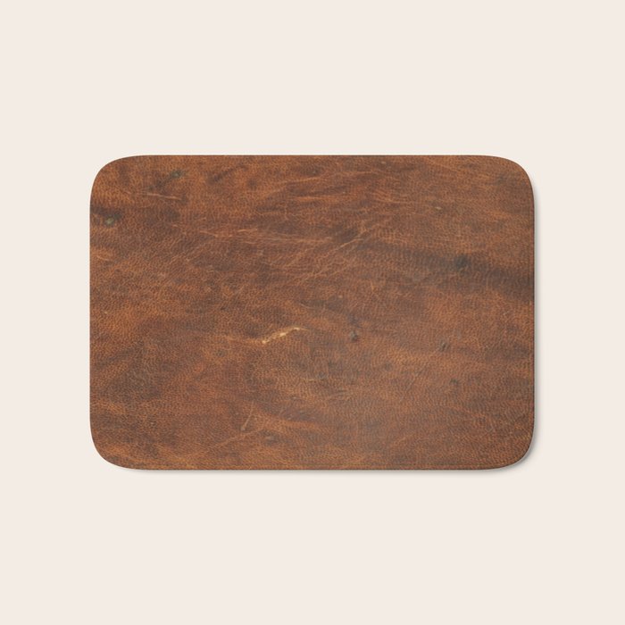 Old Tan Faux Leather Texture Bath Mat Gallery Image 1