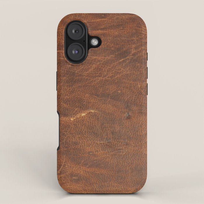 Old Tan Faux Leather Texture iPhone Case Gallery Image 1