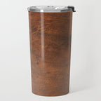 Old Tan Faux Leather Texture Travel Mug Gallery Image 2