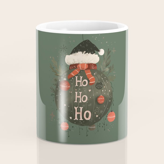 Festive Ho Ho Ho Bauble Green  Coffee Mug Gallery Image 4