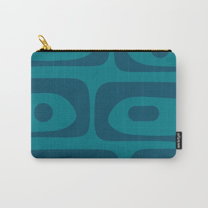 Mid Century Modern Piquet Abstract Pattern in Teal and Blue Carry All Pouch Gallery Image 1