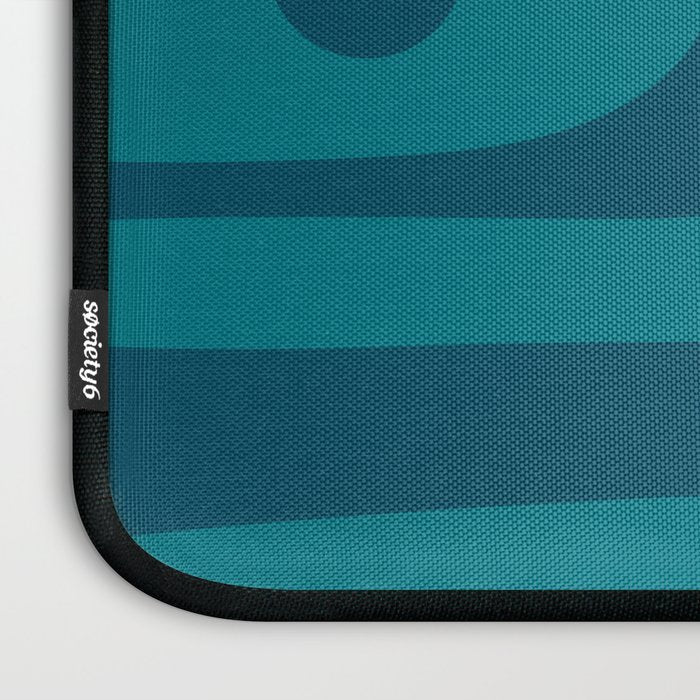 Mid Century Modern Piquet Abstract Pattern in Teal and Blue Laptop Sleeve Gallery Image 3