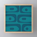 Mid Century Modern Piquet Abstract Pattern in Teal and Blue Mini Art Print Gallery Image 1