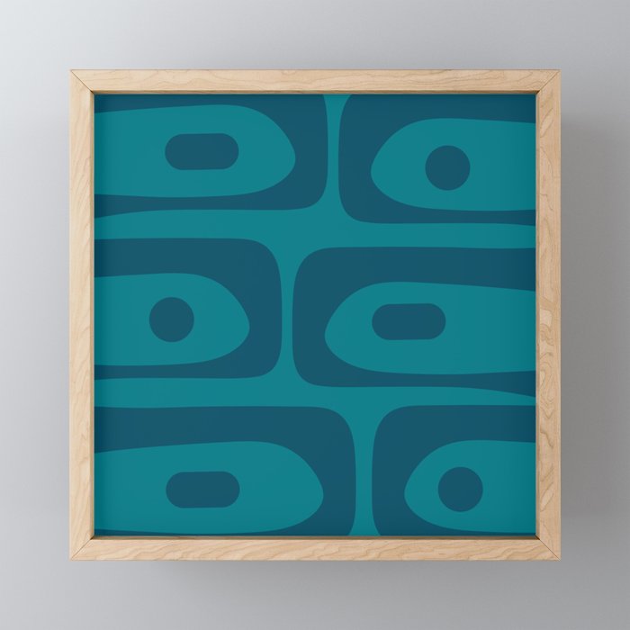 Mid Century Modern Piquet Abstract Pattern in Teal and Blue Mini Art Print Gallery Image 1