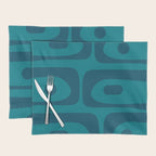 Mid Century Modern Piquet Abstract Pattern in Teal and Blue Placemat Gallery Image 1