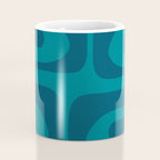 Mid Century Modern Piquet Abstract Pattern in Teal and Blue Coffee Mug Gallery Image 4