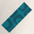 Mid Century Modern Piquet Abstract Pattern in Teal and Blue Yoga Mat Gallery Image 1