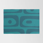 Mid Century Modern Piquet Abstract Pattern in Teal and Blue Rug Gallery Image 2