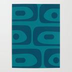 Mid Century Modern Piquet Abstract Pattern in Teal and Blue Poster Gallery Image 4