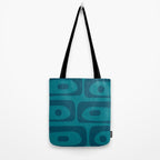 Mid Century Modern Piquet Abstract Pattern in Teal and Blue Tote Bag Gallery Image 2
