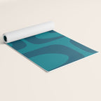 Mid Century Modern Piquet Abstract Pattern in Teal and Blue Yoga Mat Gallery Image 2