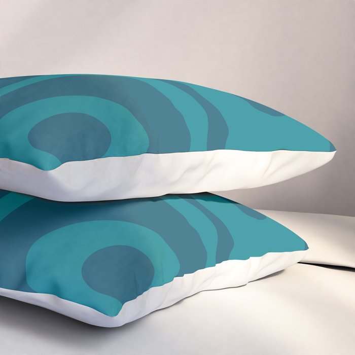 Mid Century Modern Piquet Abstract Pattern in Teal and Blue Pillow Sham Gallery Image 3