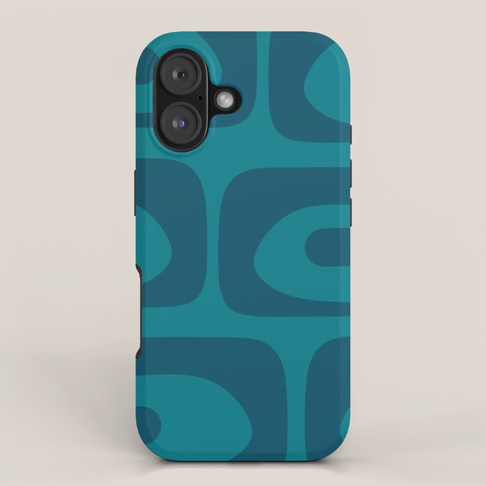 Mid Century Modern Piquet Abstract Pattern in Teal and Blue iPhone Case Gallery Image 1
