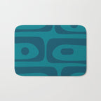 Mid Century Modern Piquet Abstract Pattern in Teal and Blue Bath Mat Gallery Image 1