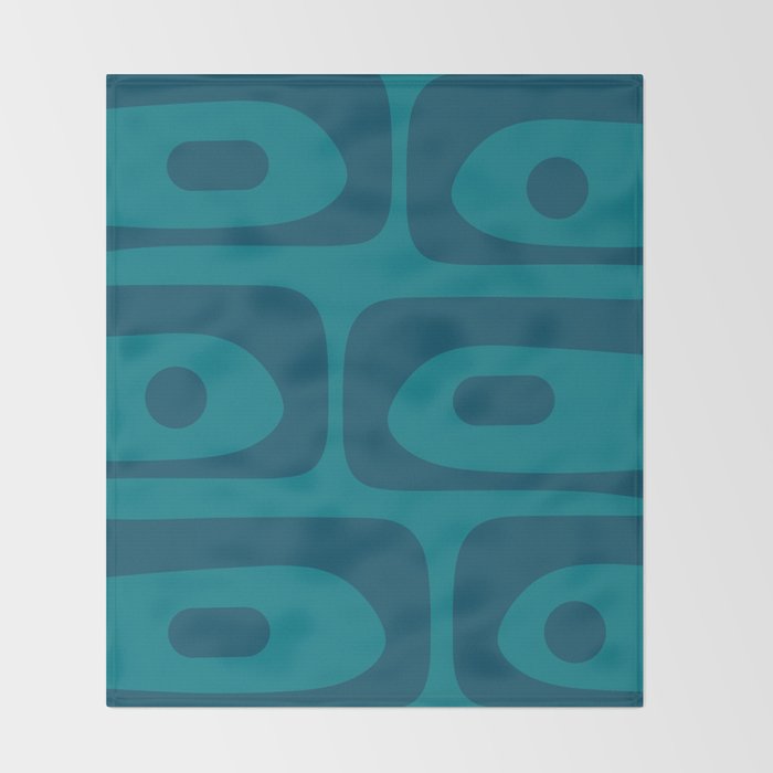 Mid Century Modern Piquet Abstract Pattern in Teal and Blue Throw Blanket Gallery Image 2