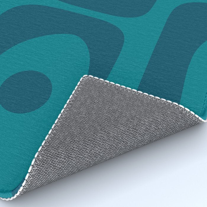 Mid Century Modern Piquet Abstract Pattern in Teal and Blue Rug Gallery Image 4