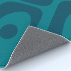 Mid Century Modern Piquet Abstract Pattern in Teal and Blue Rug Gallery Image 4