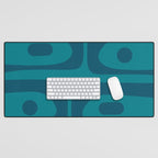 Mid Century Modern Piquet Abstract Pattern in Teal and Blue Desk Mat Gallery Image 1
