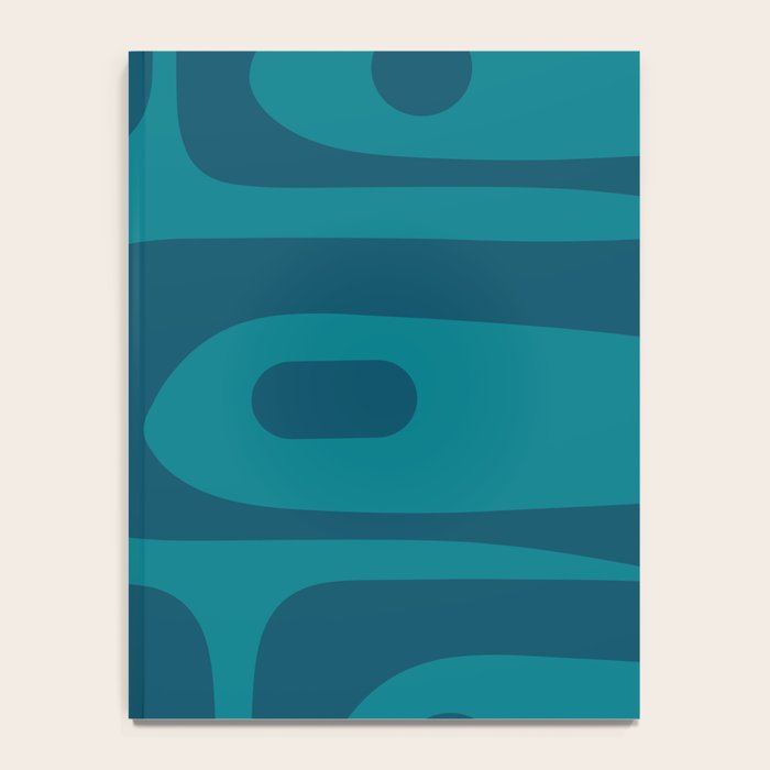Mid Century Modern Piquet Abstract Pattern in Teal and Blue Notebook Gallery Image 4