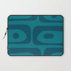 Mid Century Modern Piquet Abstract Pattern in Teal and Blue Laptop Sleeve Gallery Image 1
