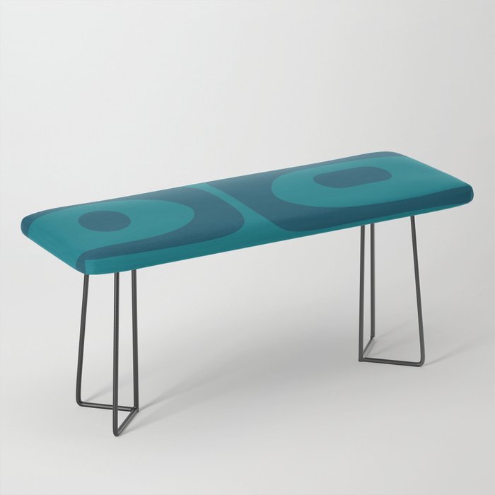 Mid Century Modern Piquet Abstract Pattern in Teal and Blue Bench Gallery Image 1