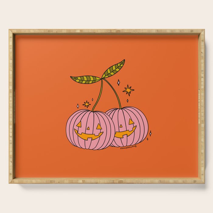 Pink Pumpkin Cherries Serving Tray Gallery Image 1