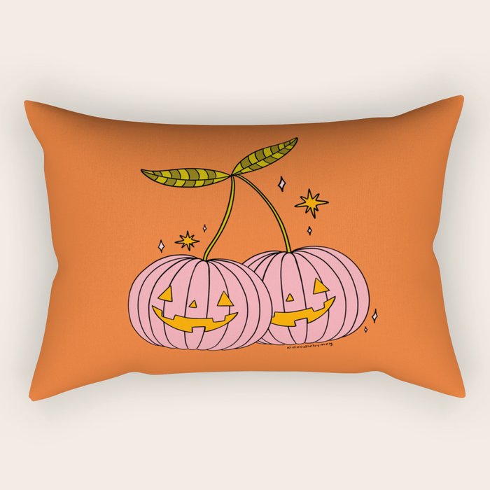 Pink Pumpkin Cherries Rectangular Pillow Gallery Image 2