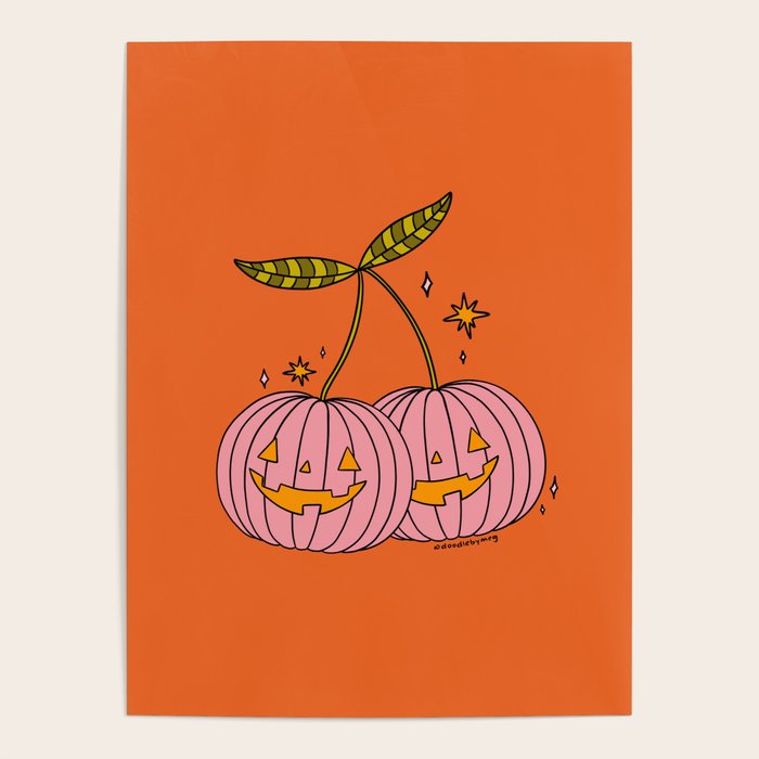 Pink Pumpkin Cherries Poster Gallery Image 1