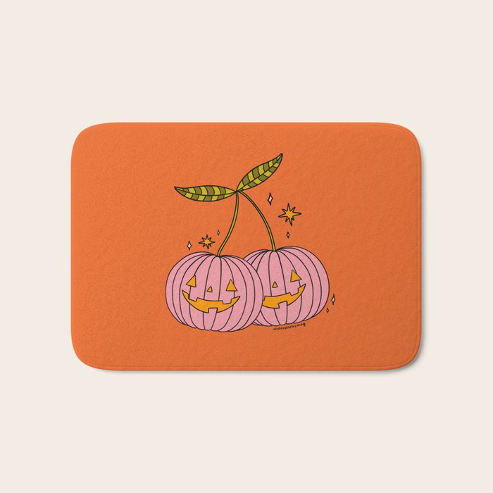 Pink Pumpkin Cherries Bath Mat Gallery Image 1