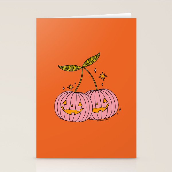 Pink Pumpkin Cherries Stationery Card Gallery Image 2