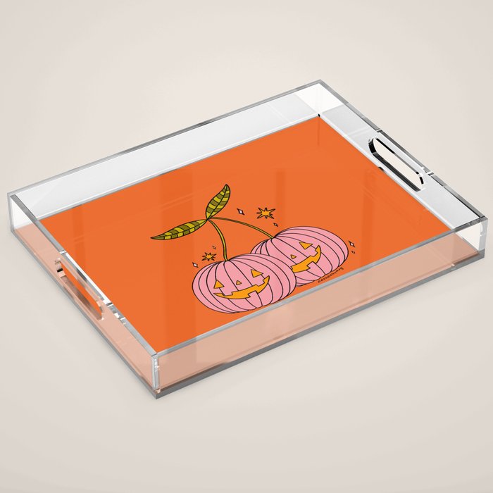 Pink Pumpkin Cherries Acrylic Tray Gallery Image 1